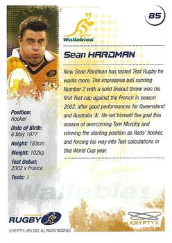 2003 Kryptyx The Defenders Australian Rugby Union #85 Sean Hardman Back